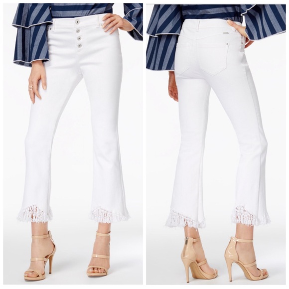 INC International Concepts Denim - INC White Fringe Trim Cropped Jeans Size 0 & 2
